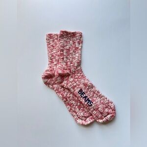 Japan brand BEAMS Women's Red and White Casual Knitted Cotton Socks